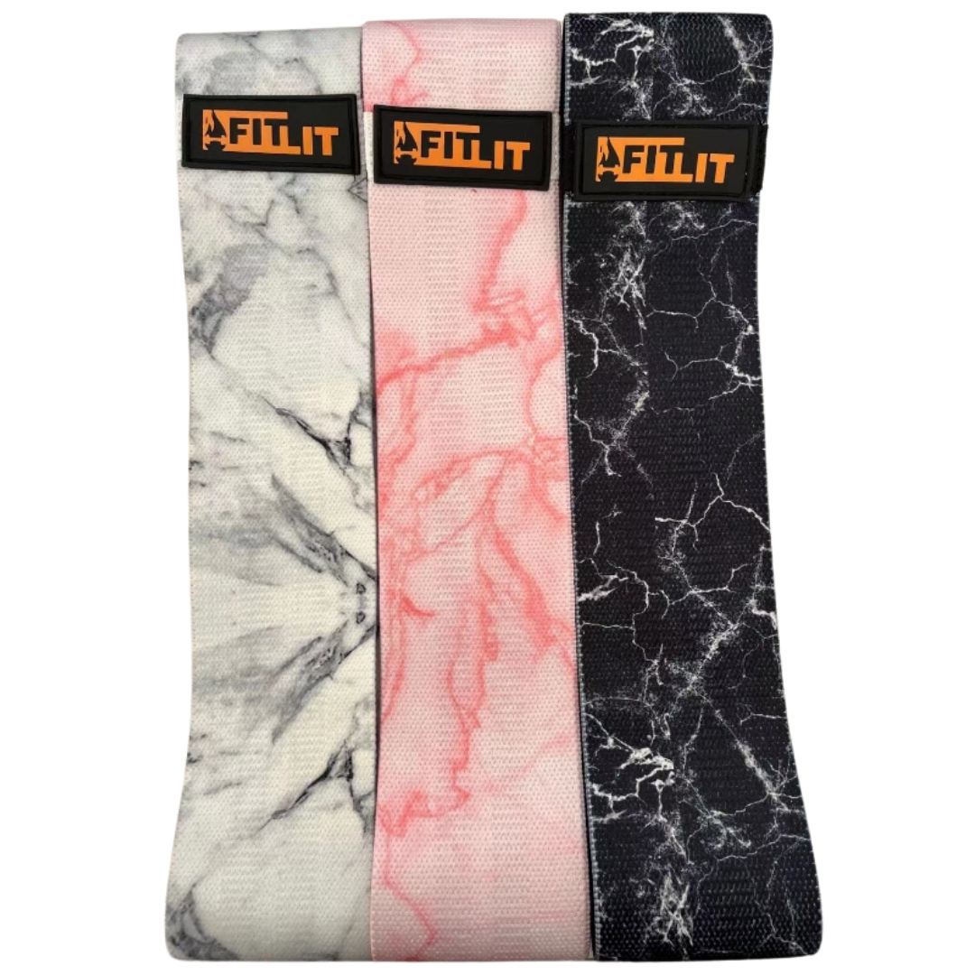 Marble Fabric Hip Fitness Resistance Glute Bands- Set of 3